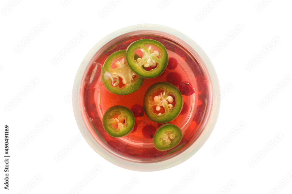 Fototapeta premium Concept of drink with Jalapeno cocktail isolated on white background