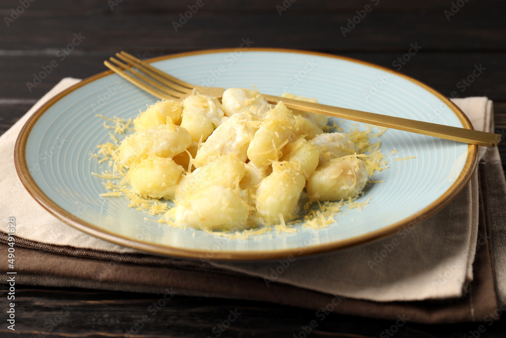Concept of tasty food with gnocchi, close up Concept of tasty food with gnocchi, close up