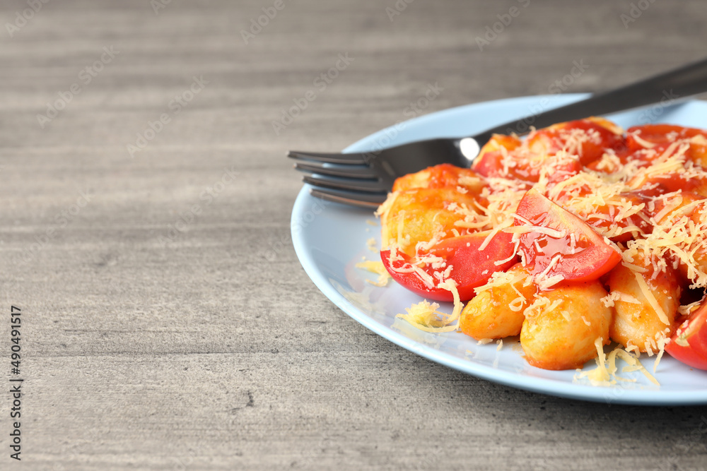 Concept of tasty food with gnocchi, space for text Concept of tasty food with gnocchi, space for text