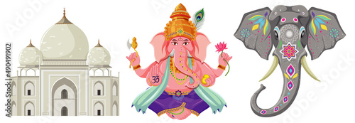 Set of Hindu element isolated