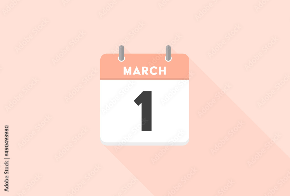 3月1日のかわいい日めくりカレンダー March 決算月のイメージ素材 Stock Vector Adobe Stock