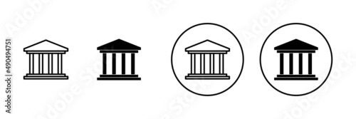 Bank icons set. Bank sign and symbol, museum, university