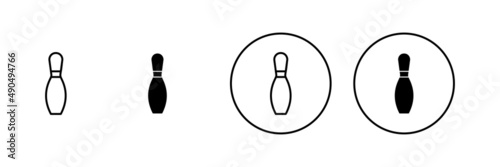 Bowling icons set. bowling ball and pin sign and symbol.