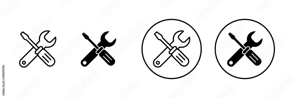 Repair tools icons set. tool sign and symbol. setting icon. Wrench and screwdriver. Service Repair tools icons set. tool sign and symbol. setting icon. Wrench and screwdriver. Service