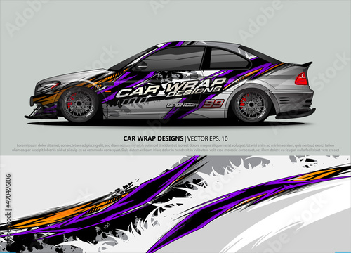 Racing Car Decal Graphic Vector  wrap vinyl sticker. Graphic abstract stripe designs for Racing vehicles.