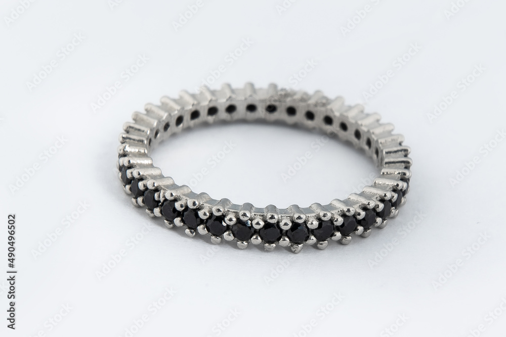 Silver diamond ring isolated on white background. Silver jewelry fashion ring Silver diamond ring isolated on white background. Silver jewelry fashion ring