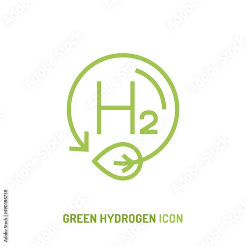 Green hydrogen production symbol. Editable vector illustration