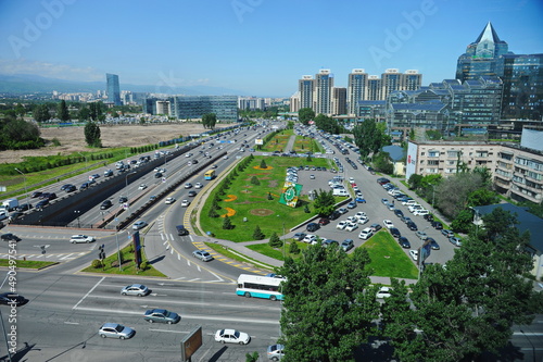 Almaty, Kazakhstan - 05.20.2016 : One of the central thoroughfares of the city with transport along major business centers