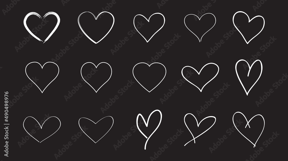 Heart contour vector. White hand drawn love icon isolated. Paint brush stroke heart icon. Hand drawn vector for love logo, heart symbol, doodle icon and Valentine's day. Painted grunge vector shape Heart contour vector. White hand drawn love icon isolated. Paint brush stroke heart icon. Hand drawn vector for love logo, heart symbol, doodle icon and Valentine's day. Painted grunge vector shape