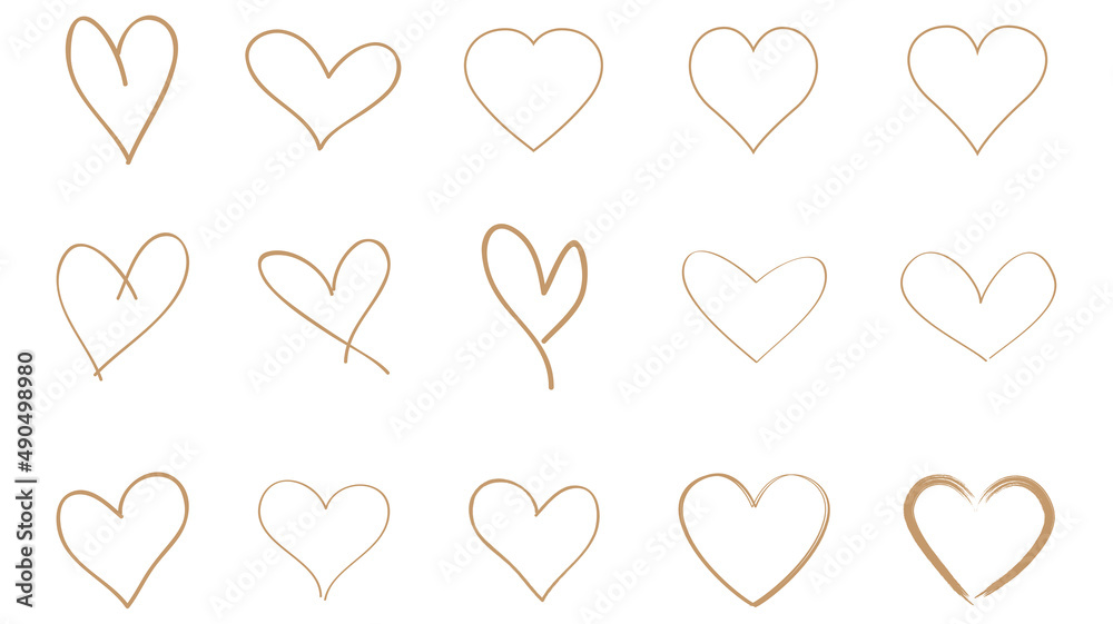 Heart contour vector. Brown hand drawn love icon isolated. Paint brush stroke heart icon. Hand drawn vector for love logo, heart symbol, doodle icon and Valentine's day. Painted grunge vector shape