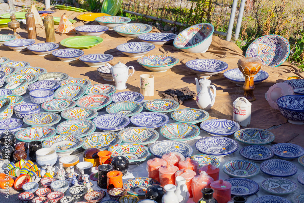 Tableware and other porcelain items at a street fair