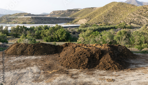 large pile of manure for agriculture