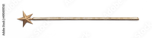 golden magic wand, scepter isolated on white background