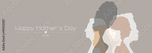 Happy Mother s Day card. Flat vector illustration.