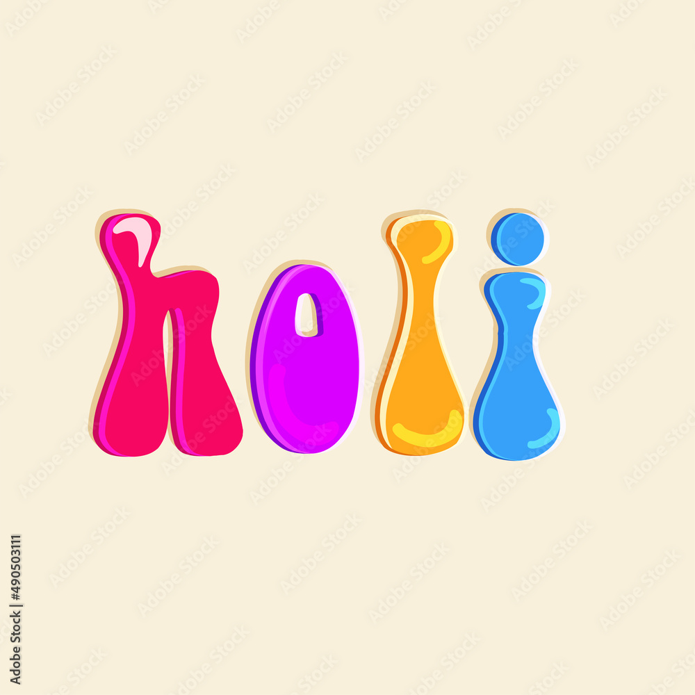 Glossy Colorful Holi Font Against Cosmic Latte Background. Glossy Colorful Holi Font Against Cosmic Latte Background.