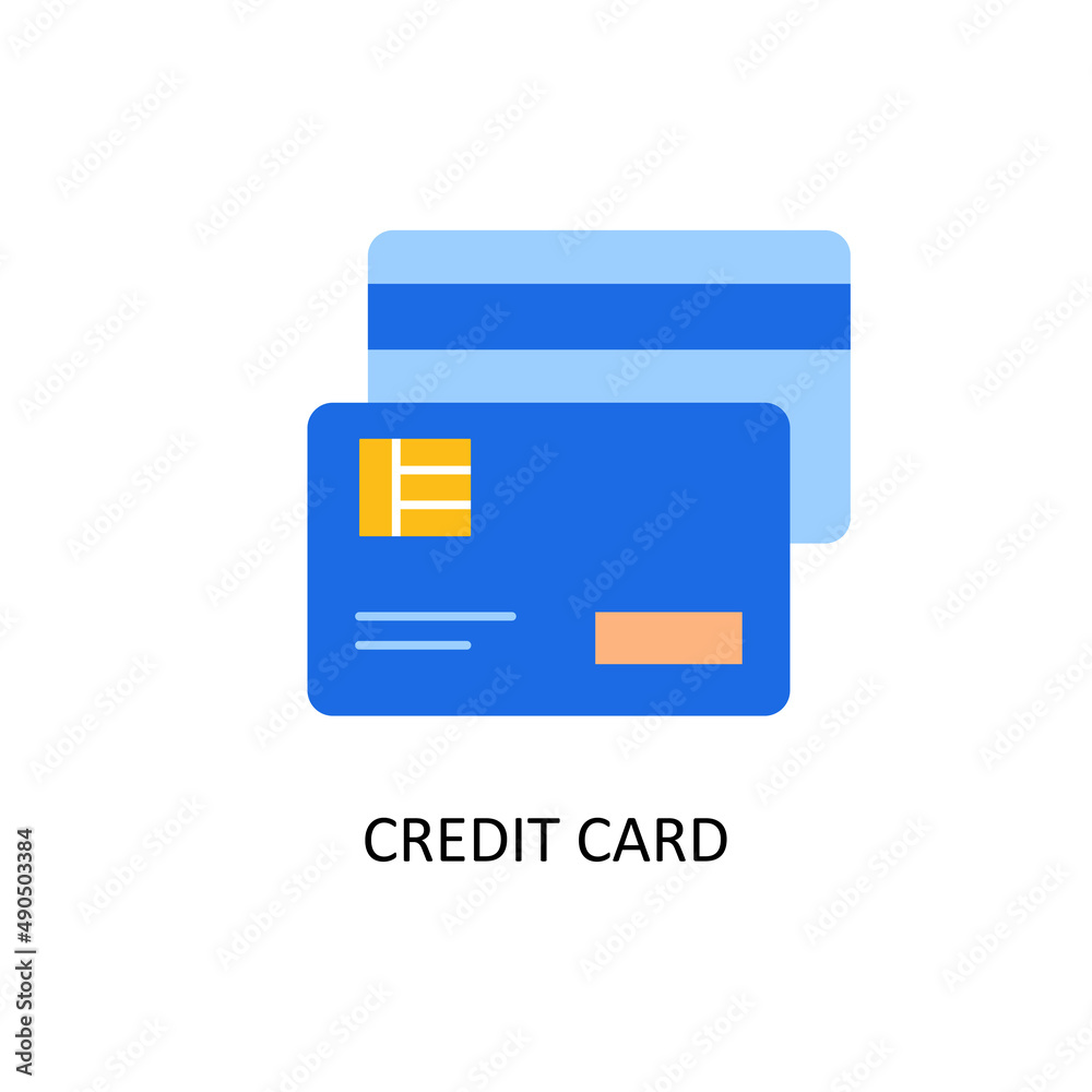Credit Card Vector Flat Icon Design illustration. Fintech Symbol on White background EPS 10 File