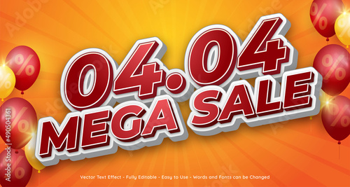 Realistic number 04.04 special offer mega sale background template design for web advertising or social media