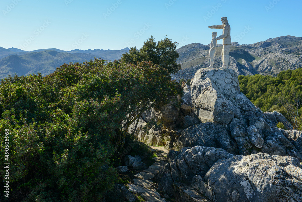 The staue of Mirador del guarda forestal viewpoint on Andalusia, Spain