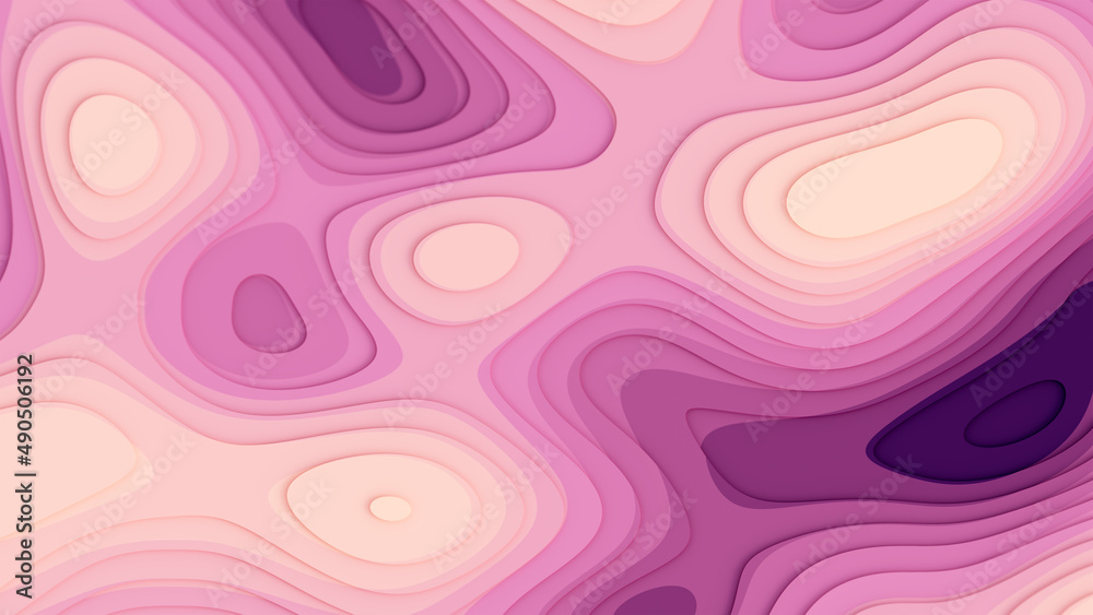 Abstract Procedural Stepped Landscapes Background Illustration.