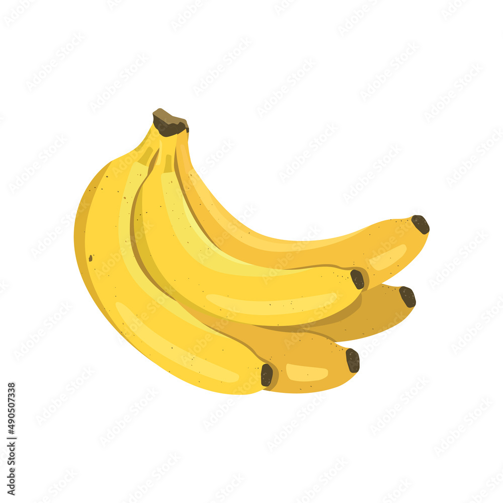 Bunch of yellow bananas. Delicious healthy exotic fruit. Vector flat food illustration