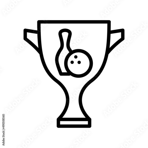Bowling flat line icon. Sport game - skittles with ball. Outline sign for mobile concept and web design, store