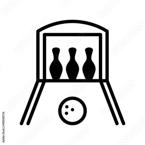 Bowling flat line icon. Sport game - skittles with ball. Outline sign for mobile concept and web design, store