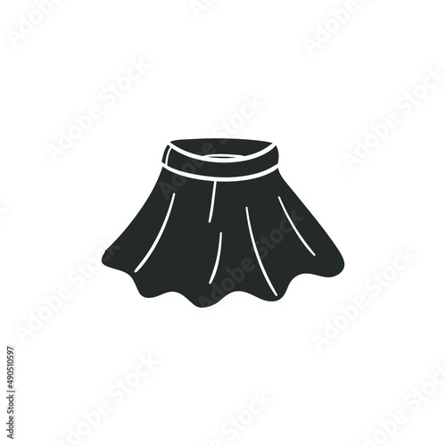 Skirt Icon Silhouette Illustration. Fashion Clothing Textile Vector Graphic Pictogram Symbol Clip Art. Doodle Sketch Black Sign.