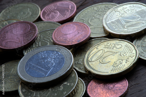 small coppered euro cent coins photo