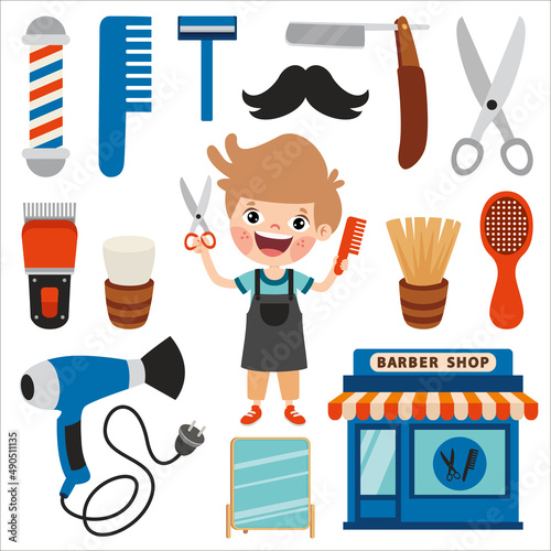 Set Of Various Barber Elements
