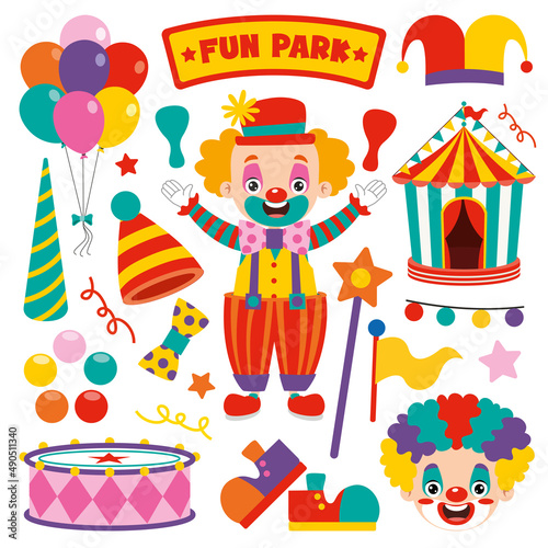 Set Of Various Clown Elements