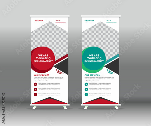 Creative Unique Corporate Roll Up Banner Template. professional roll up stand banner template design. Abstract modern roll up background. Vertical roll up template billboard, banner stand 