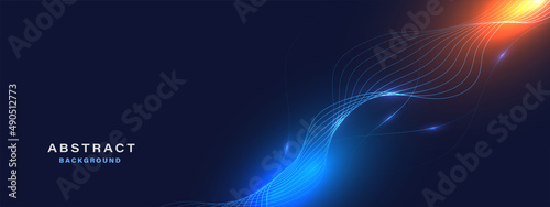 Abstract blue technology background with flowing lines. Dynamic waves. vector illustration.