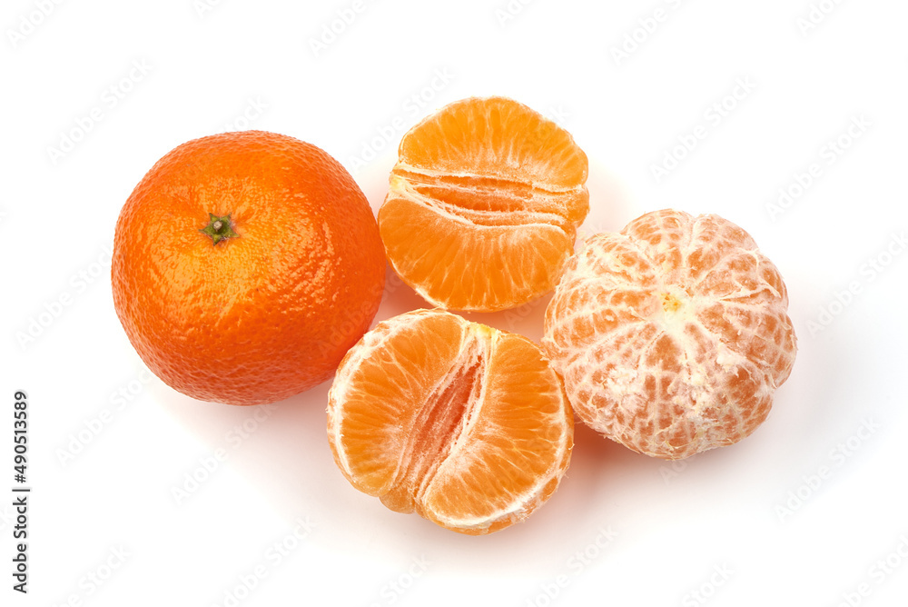 Tangerine or clementine, close-up, isolated on a white background. Tangerine or clementine, close-up, isolated on a white background.