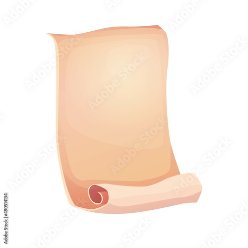 Ancient parchment, paper, scroll papyrus, old map with vintage texture. Cartoon vector illustration for 2d game.