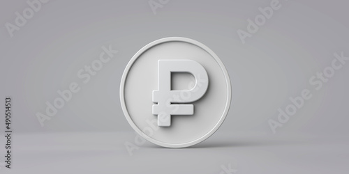 russian ruble currency coin symbol. 3D Rendering photo