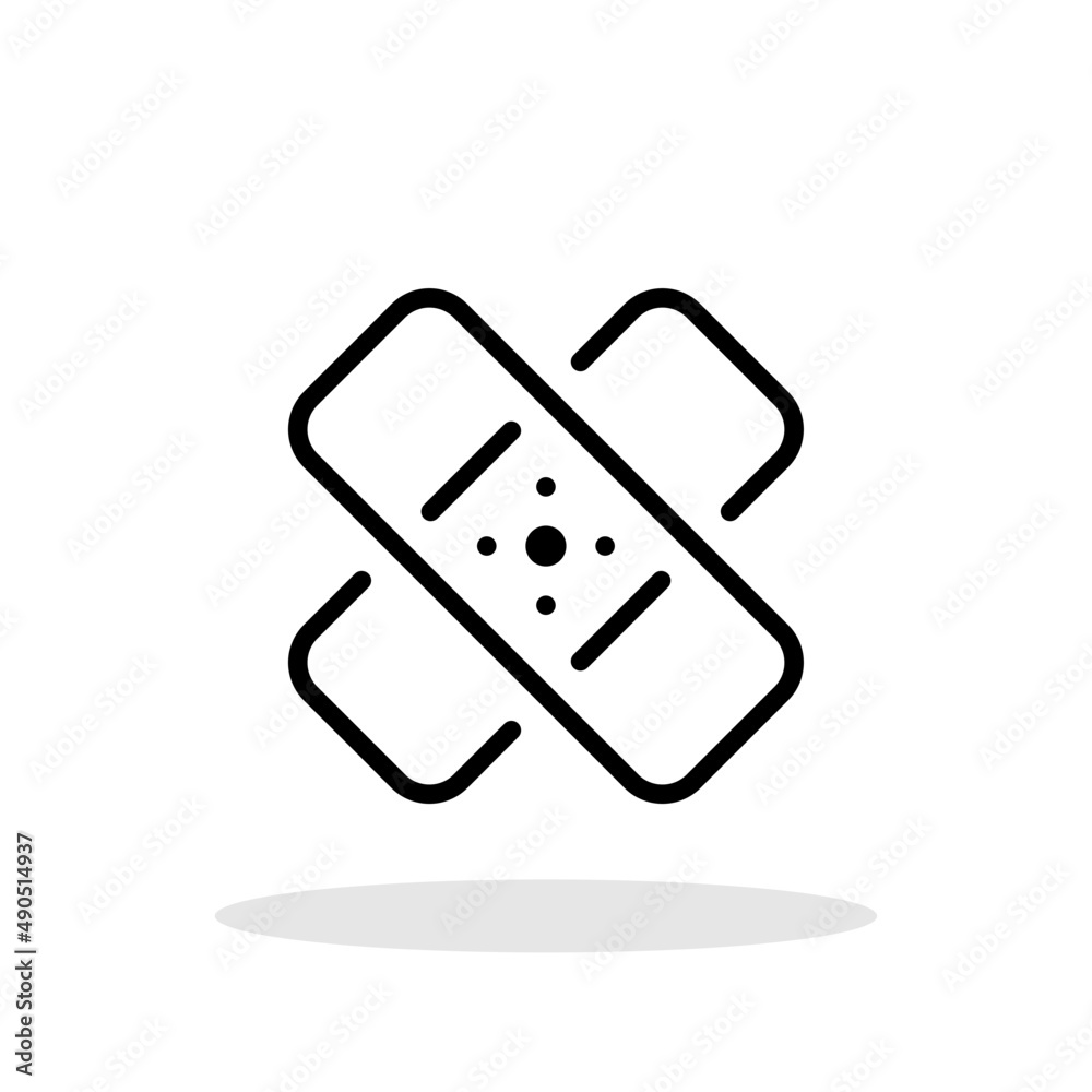 Adhesive plaster icon in flat style. Wound bandage symbol for your web site design, logo, app, UI Vector EPS 10. Adhesive plaster icon in flat style. Wound bandage symbol for your web site design, logo, app, UI Vector EPS 10.