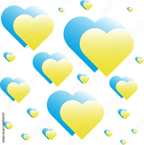 Ukrainian hearts love in them and hope for peace yellow and blue