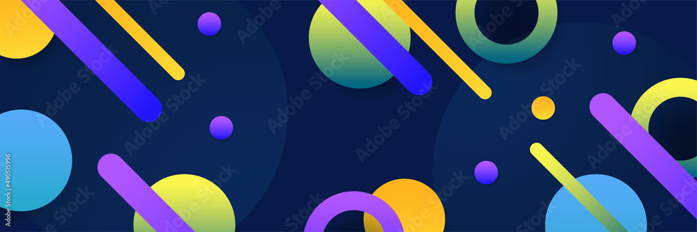 Display abstract colorful memphis wide banner design background. Abstract colorful memphis geometric business banner background. Vector illustration. Display abstract colorful memphis wide banner design background. Abstract colorful memphis geometric business banner background. Vector illustration.