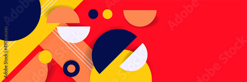 Free Download Display abstract colorful memphis wide banner design background. Abstract colorful memphis geometric business banner background. Vector illustration. - GFXLoad