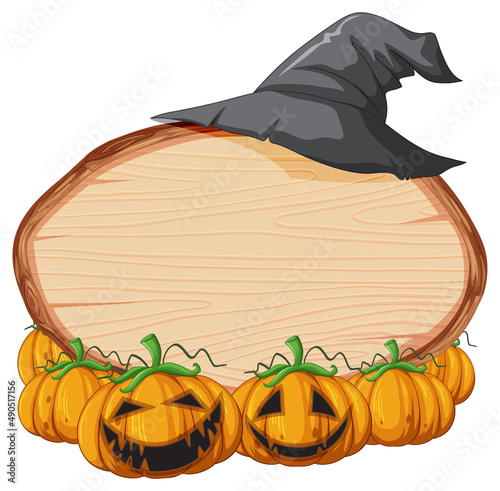 Isolated wooden banner with witch theme