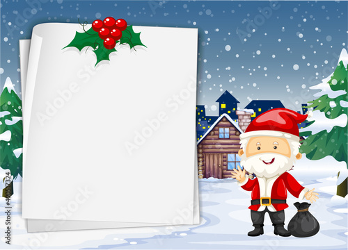 Empty banner in Christmas theme with Santa Claus