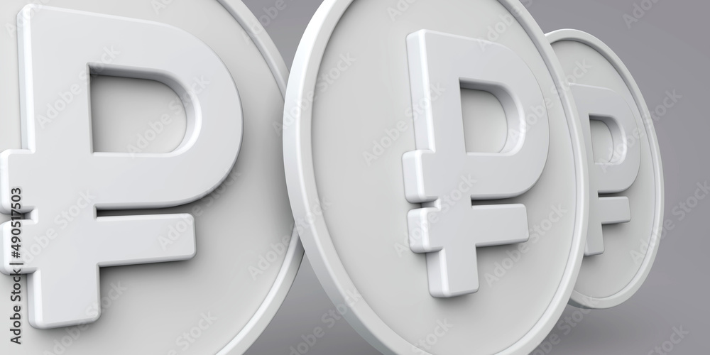 Obraz premium russian ruble currency coin symbol. 3D Rendering
