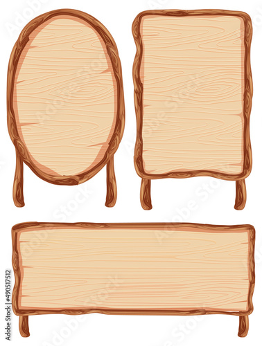 Set of wooden sign banner