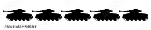 隊列を組んだ戦車のイラスト素材　ベクター