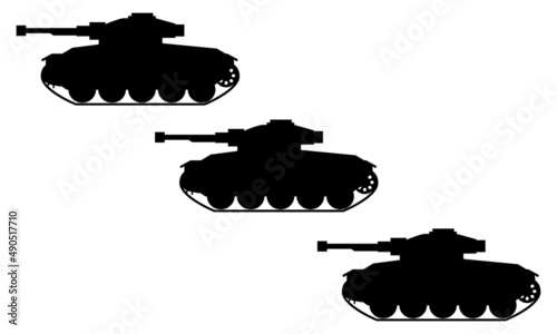 隊列を組んだ戦車のイラスト素材　ベクター