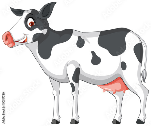 Dairy cow standing cartoon character