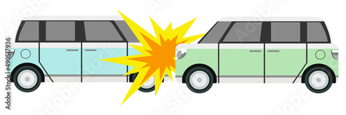 車　自動車　追突事故　交通事故のイメージイラスト　ベクター