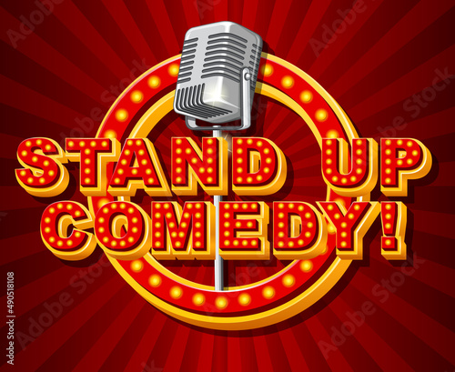 Stand up comedy logo with microphone