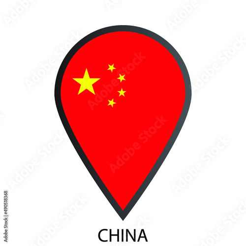 Free Download Flat location pin flag of China icon. Simple isolated button. Eps10 vector illustration. - GFXLoad