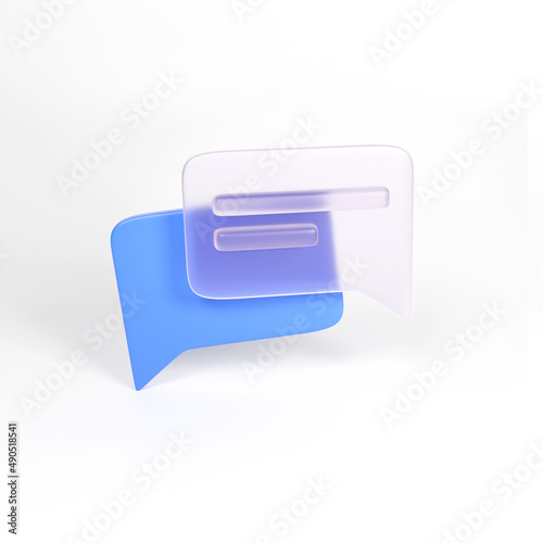 3D icon glassmorphism sms bubbles blue render